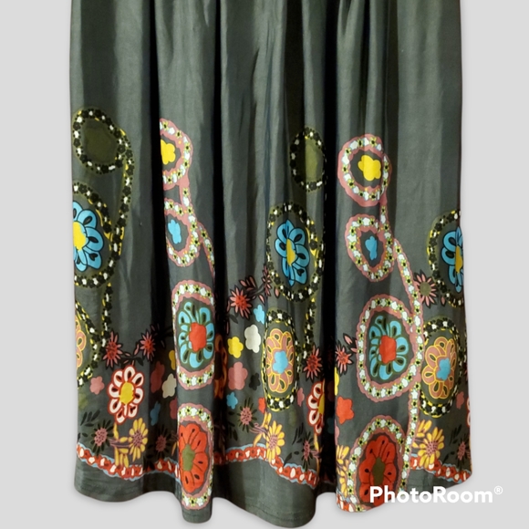 Boho fit and flare dress with pockets. Floral retro Med - Picture 2 of 10